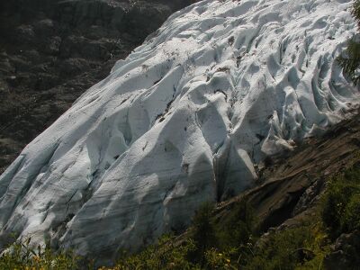 写真:ボゾン氷河をリフトで見学